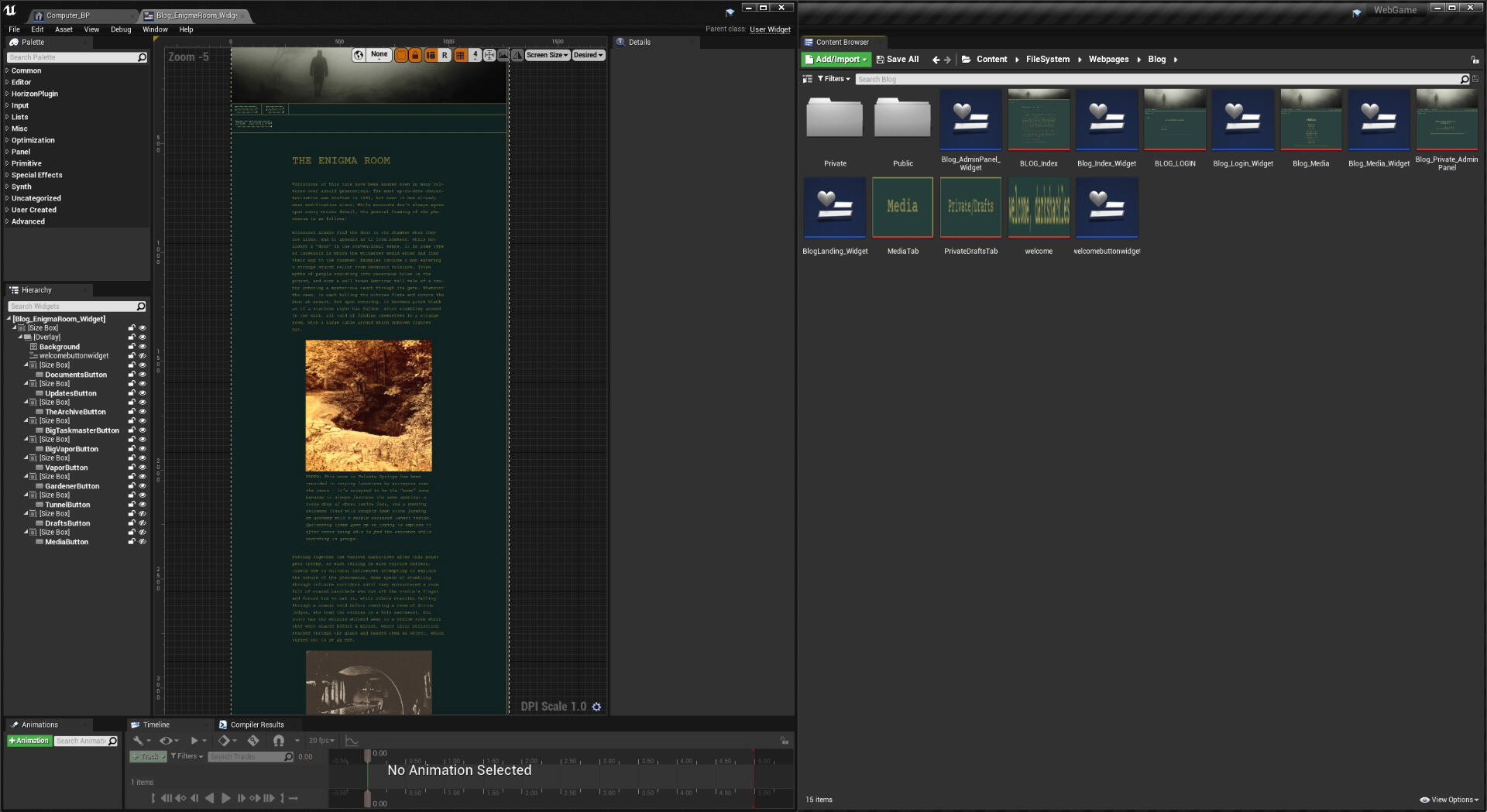 A granular view of one of the game's webpages in editor.